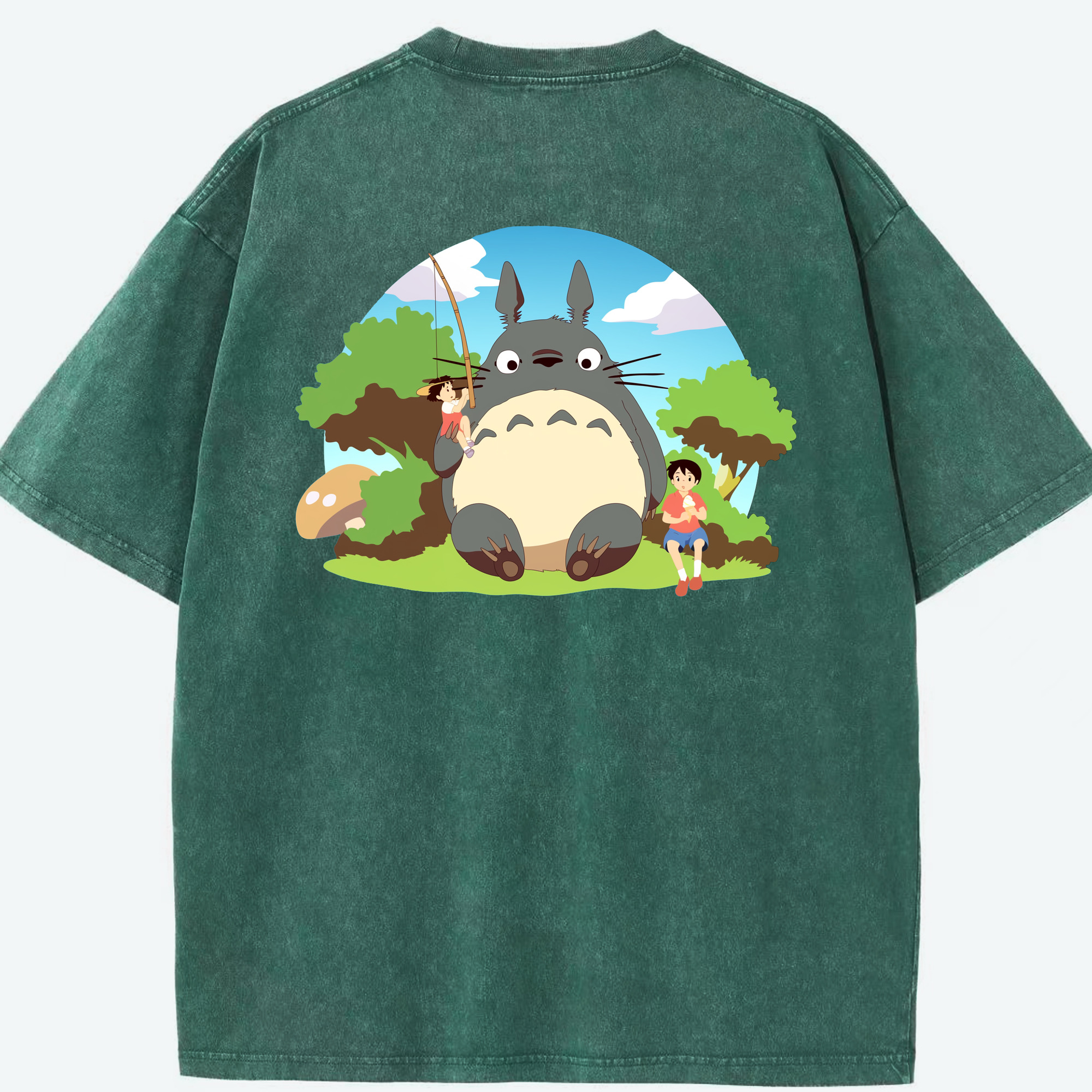 （画像用） となりのトトロ 草壁メイ 草壁サツキ My Neighbor Totoro Satsuki Kusakabe Mei Kusakabe 綿100% ヴィンテージ風 半袖Tシャツ（背面プリント）